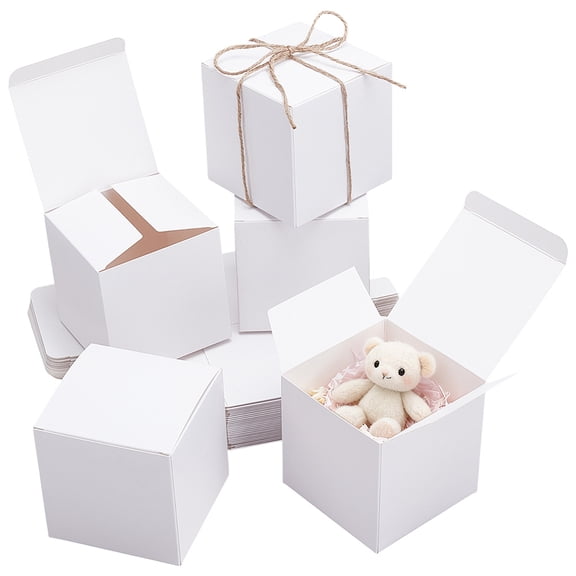 Kraft Paper Storage Gift Boxes Square White 9x9x9cm DIY