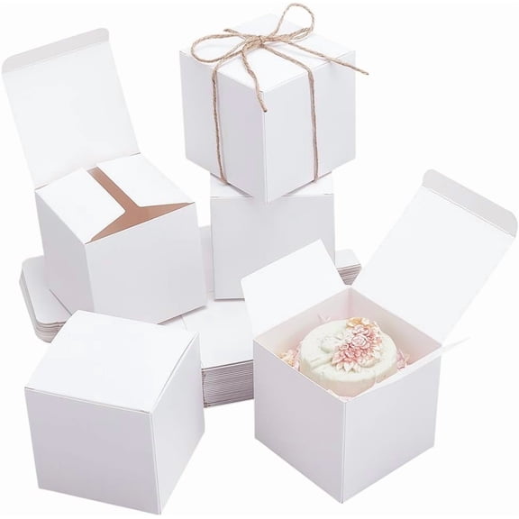 Kraft Paper Storage Gift Boxes Square White 9x9x9cm White
