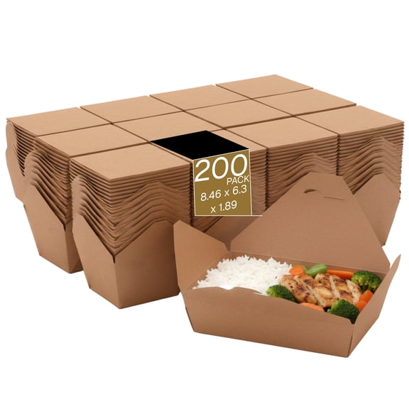 Kraft Paper Take-Out Boxes, Bio Box, 8.4" x 6.3" x 1.9"