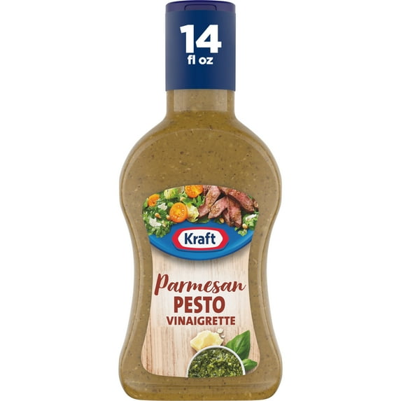 Kraft Parmesan Pesto Vinaigrette Salad Dressing, 14 fl oz Bottle