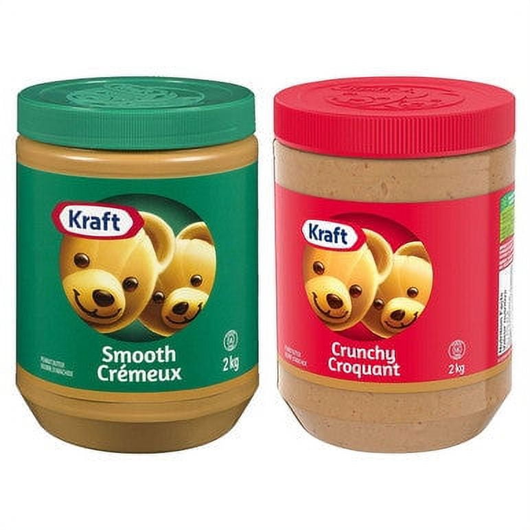 Kraft Peanut Butter Crunchy & Smooth, 2kg/4.4lbs, 2-Jars