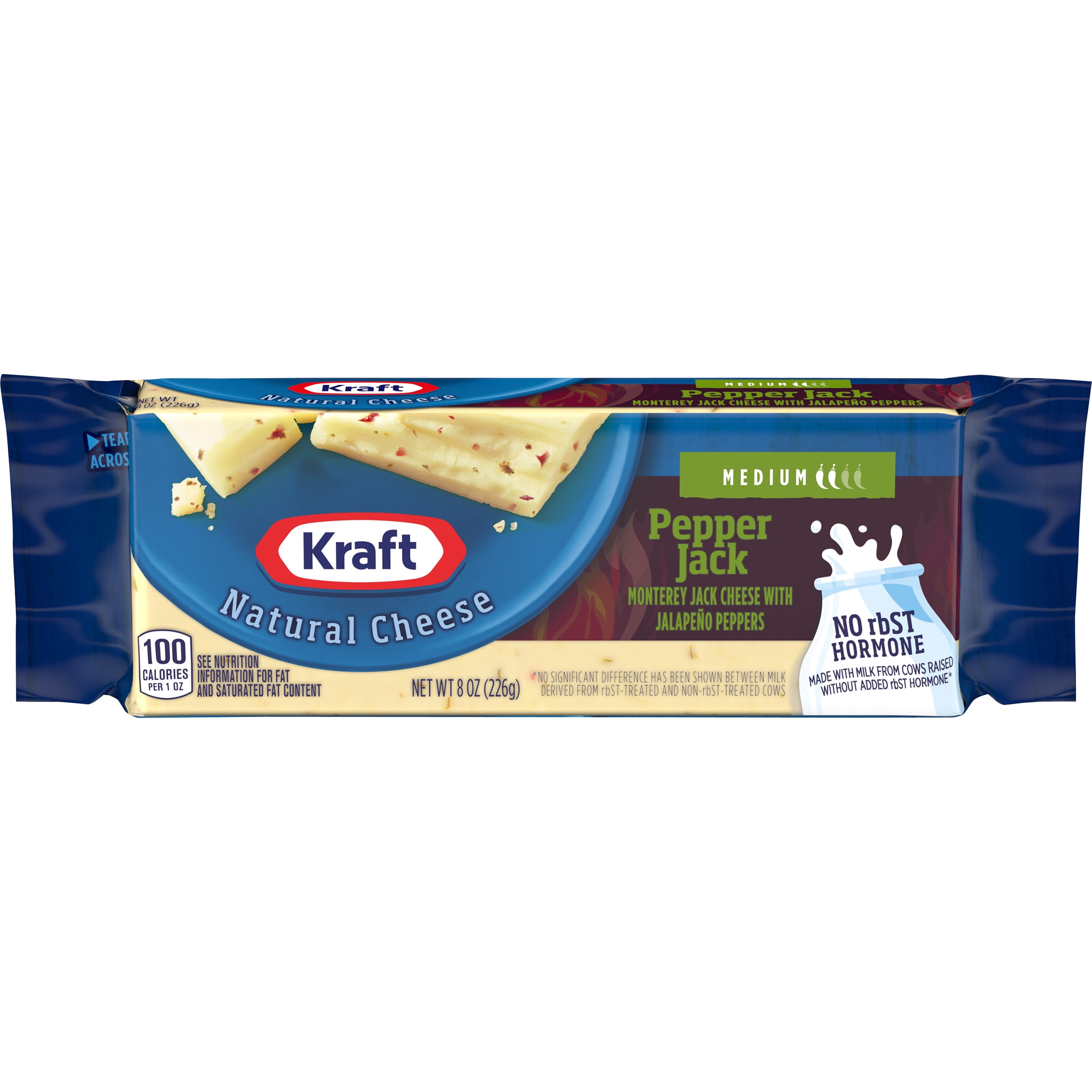 Kraft Pepper Jack Medium Cheese, 8 oz Block Chunk
