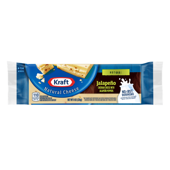 Kraft Pepper Jack Natural Cheese Block 8 oz Vacuum Packed