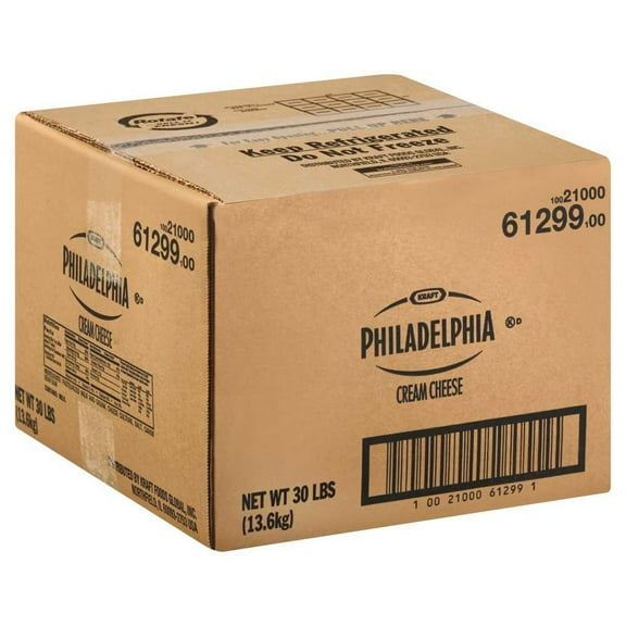 Kraft Philadelphia West Coast Original Cream Cheese - Carton, 30 Pound -- 1 each.