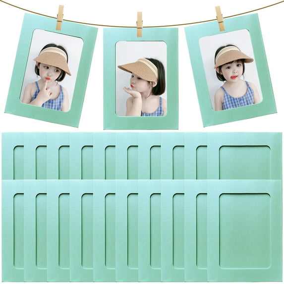 Kraft Picture Frame 4 x 6 Shimmer Paper Photo Frame 20 PCS Picture Display Frames with Wood Clips and Jute Rope for Party Scrapbooking