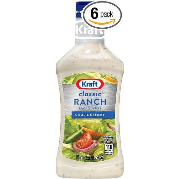 (6 pack) Kraft Classic Ranch Dressing, 16 fl oz Bottle