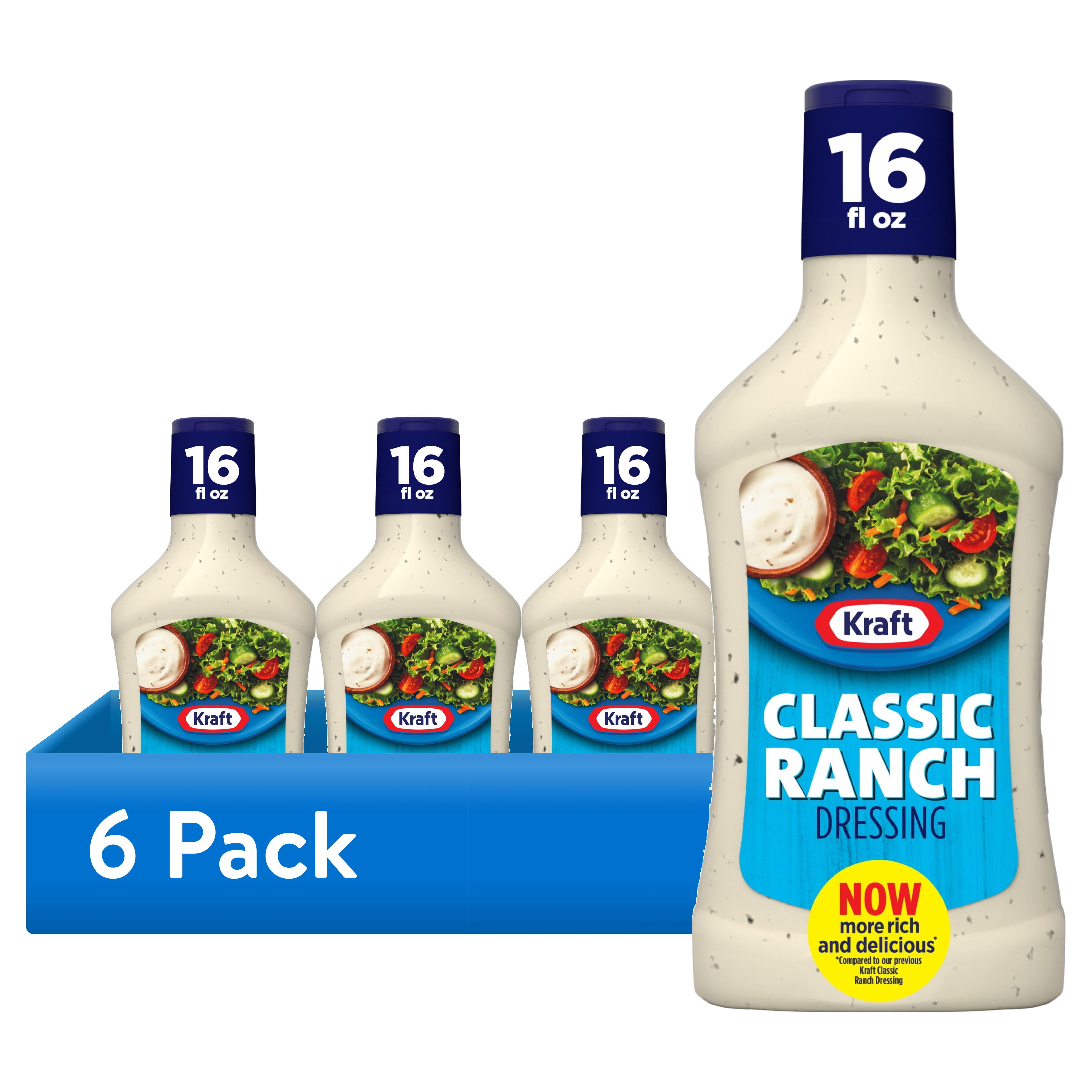 (6 pack) Kraft Classic Ranch Dressing, 16 fl oz Bottle