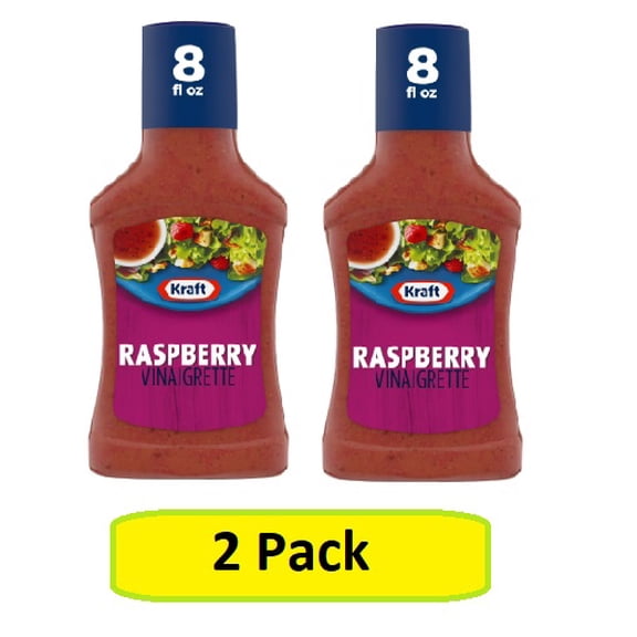 Kraft Raspberry Vinaigrette, 8 fl oz Bottle, Liquids, Casein Free ( 2 Pack)