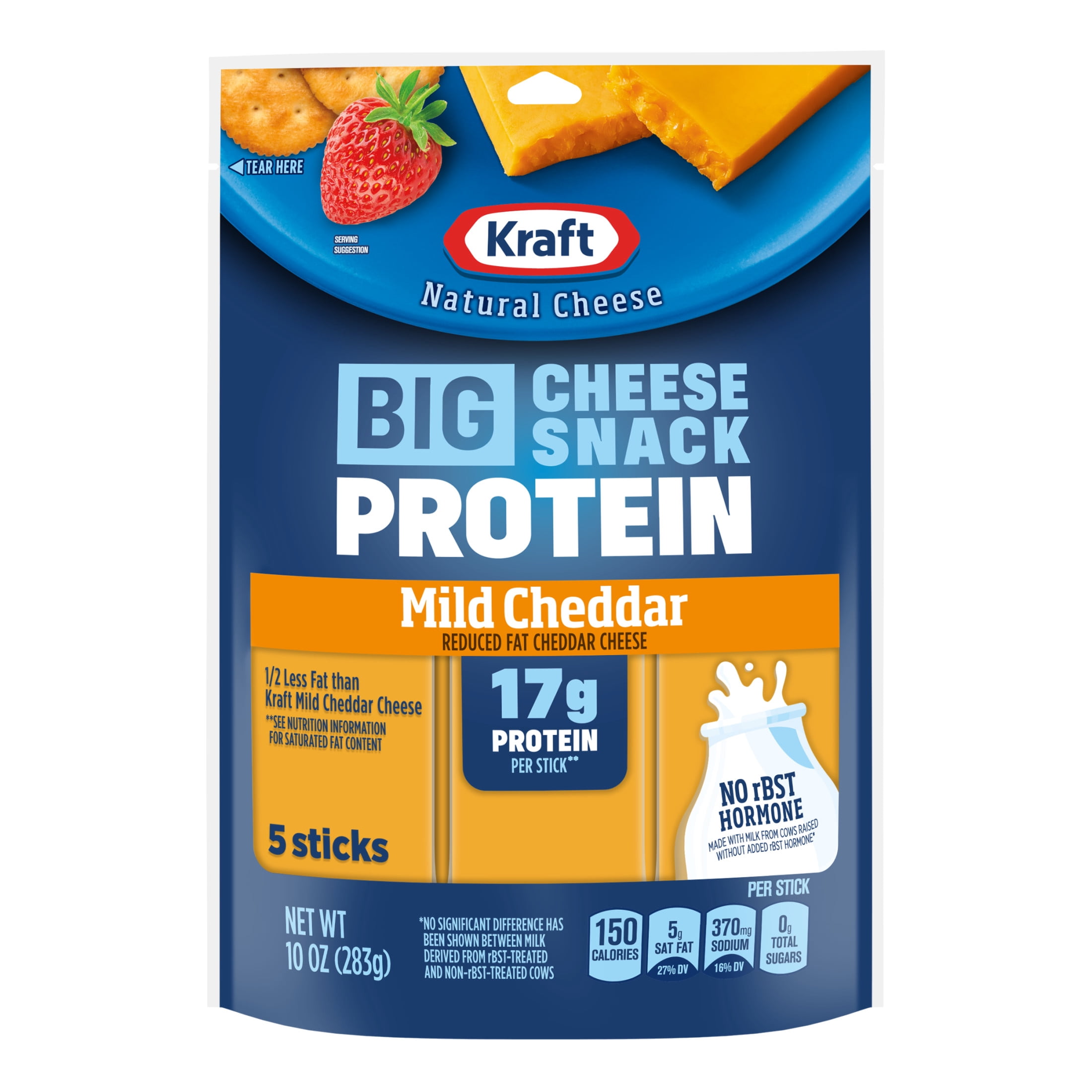 Kraft Reduced Fat Cheddar Protein Big Stick 10 oz Bag (5-2oz Sticks)