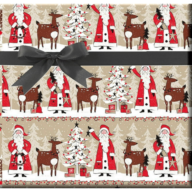 Vintage Christmas Gift Wrap Paper off Dept Store Roll Reindeer