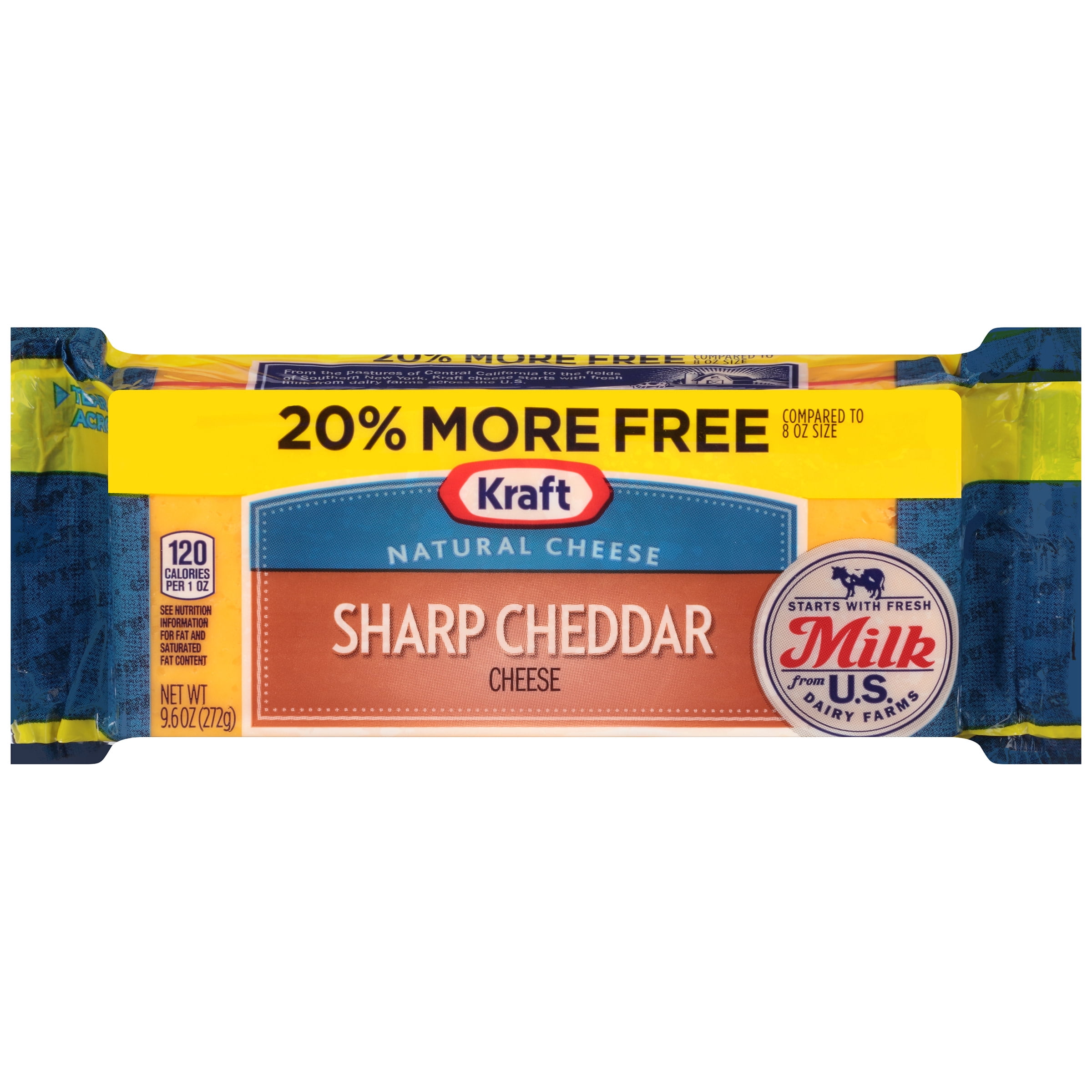 Kraft Sharp Cheddar Cheese Block, 9.6 oz Wrapper