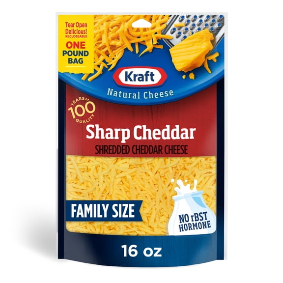 Kraft Natural Sharp Cheddar Shredded Cheese, 16 oz Bag