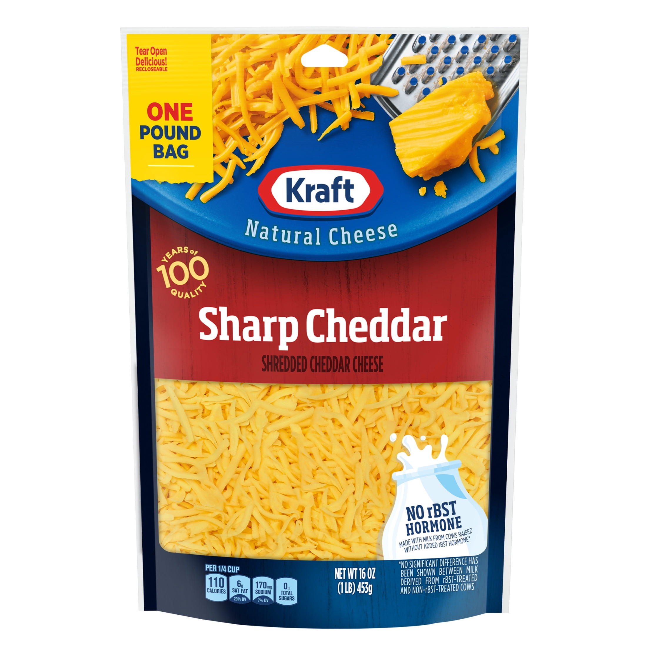 Kraft Natural Sharp Cheddar Shredded Cheese, 16 oz Bag