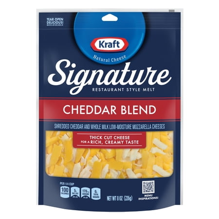 Kraft Natural Signature Cheddar Blend Thick Shredded Cheese, 8 oz Bag