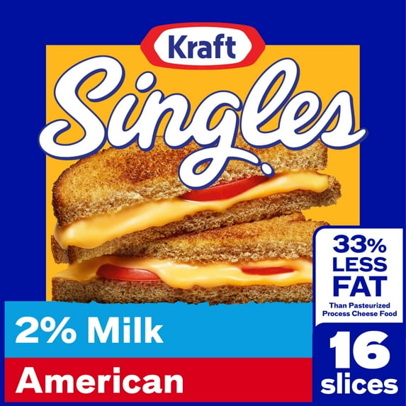 Kraft Singles 2% Milk Reduced Fat American Slices, 16 ct Pack