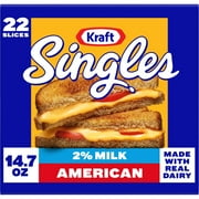 Kraft Singles 2% Milk American Cheese Slices, 22 Ct Pk