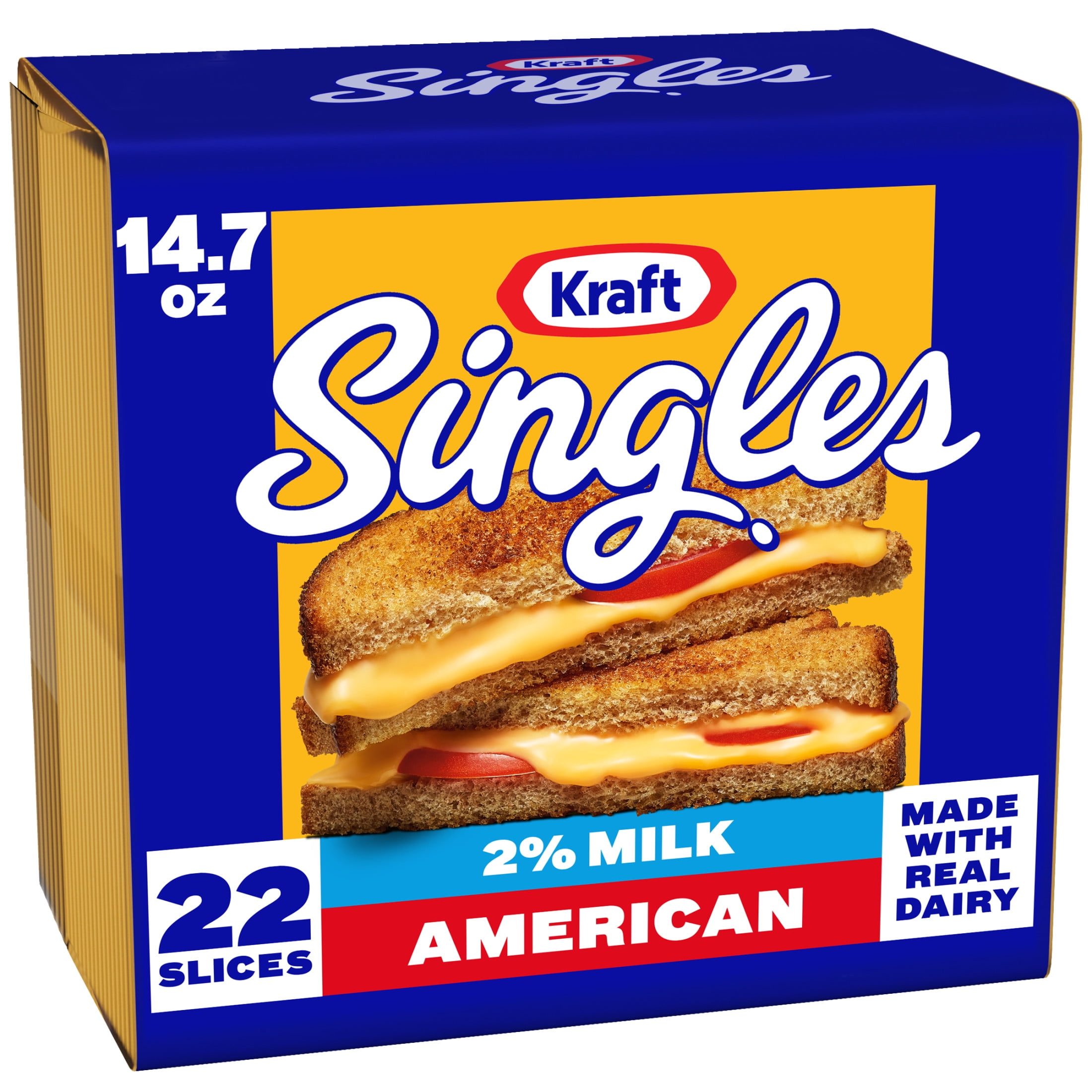 Kraft Singles 2% Milk American Cheese Slices, 22 Ct Pk