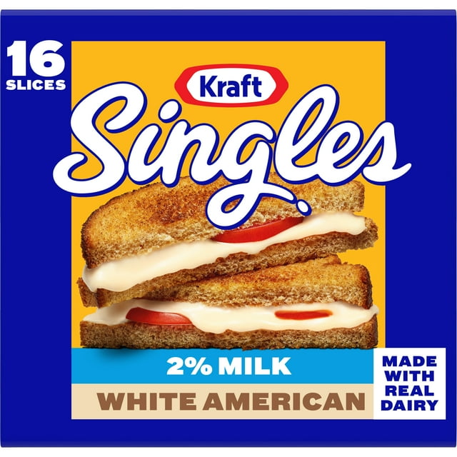 Kraft Singles 2 Milk White American Cheese Slices, 16 Ct Pk