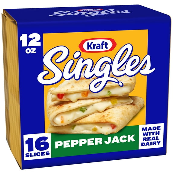 Kraft Singles Pepper Jack Cheese Slices, 16 Ct Pk