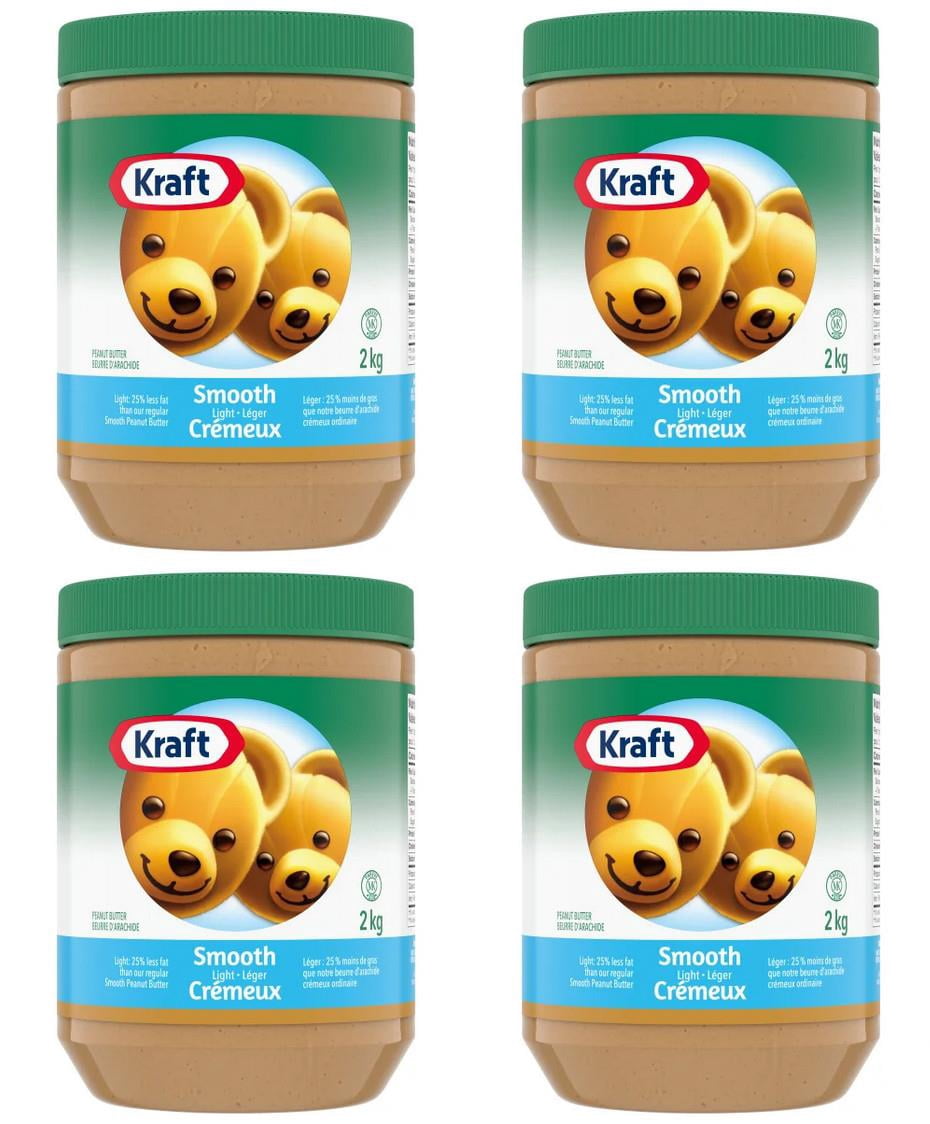 Kraft Smooth Peanut Butter, Light, 2kg (4 Pack)