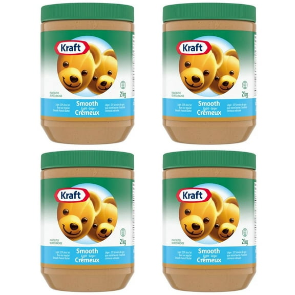 Kraft Smooth Peanut Butter, Light, 2kg (4 Pack)