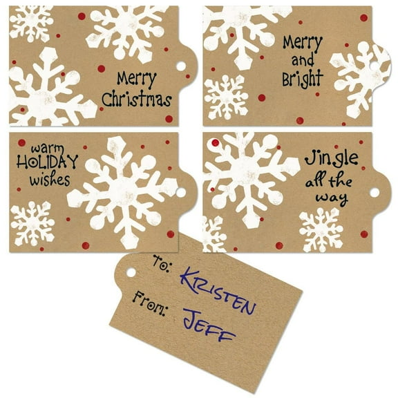 Kraft Snowflakes To/From Gift Tags (Set of 16), Gift tags for Christmas Holiday wrapping