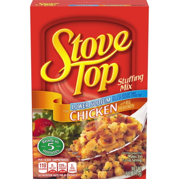 Kraft Stove Top Lower Sodium Stuffing for Chicken Mix, 6 oz Box (Pack of 8)