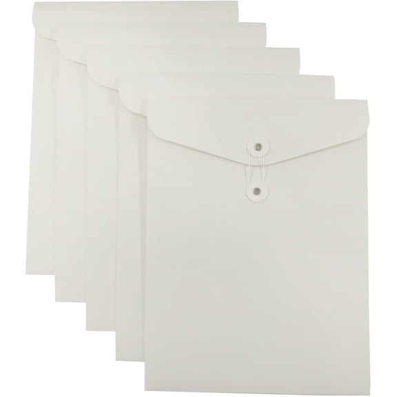 Kraft String File Folder Filing Envelope Project File Jacket Document Letter Organizer Flat-No Expansion A4 (Kraft Brown, Pack of 5)