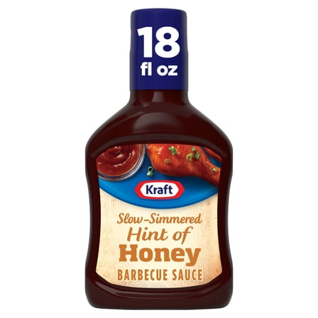 Kraft Hint of Honey Slow-Simmered Barbecue BBQ Sauce, 18 oz Bottle