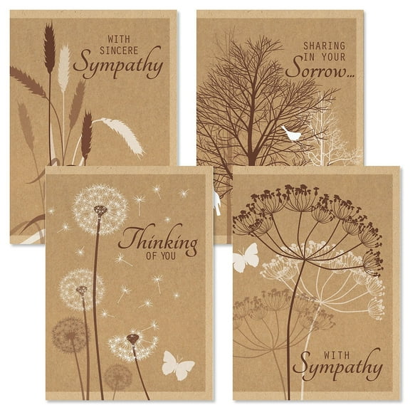 Current Kraft Sympathy Greeting Cards - Set of 8, 5" x 7" Condolence Cards