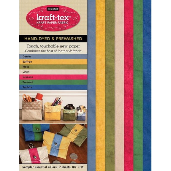 Kraft-Tex Sampler Essential Colors Hand-Dyed & Prewashed: Kraft Paper Fabric, 7-Sheets 8.5" X 11" (Other)