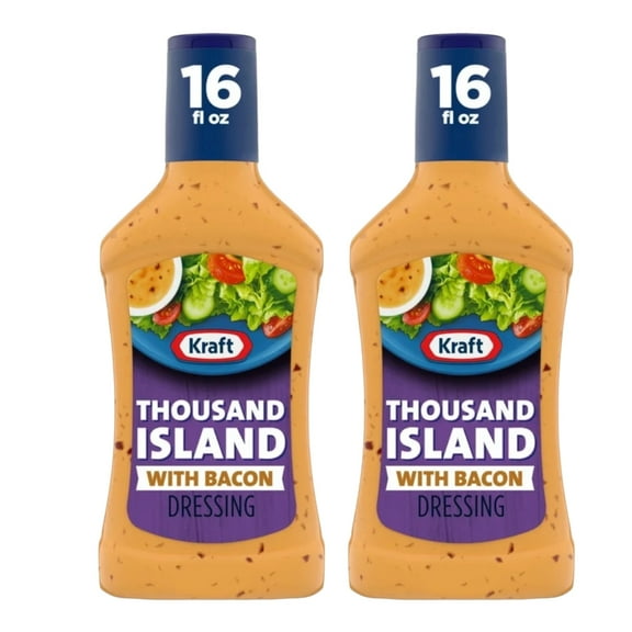Kraft Thousand Island Salad Dressing With Bacon (16 fl oz Bottle) Pack of 2