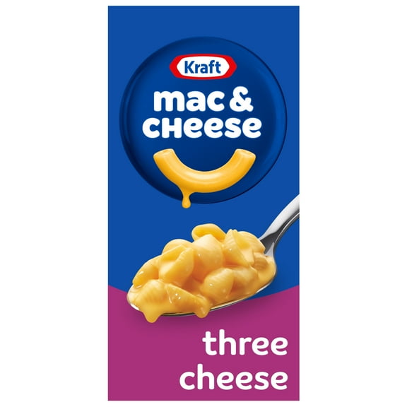 Kraft Three Cheese Mac N Cheese Dinner with Mini-Shell Pasta, 7.25 oz Box, Shelf-Stable