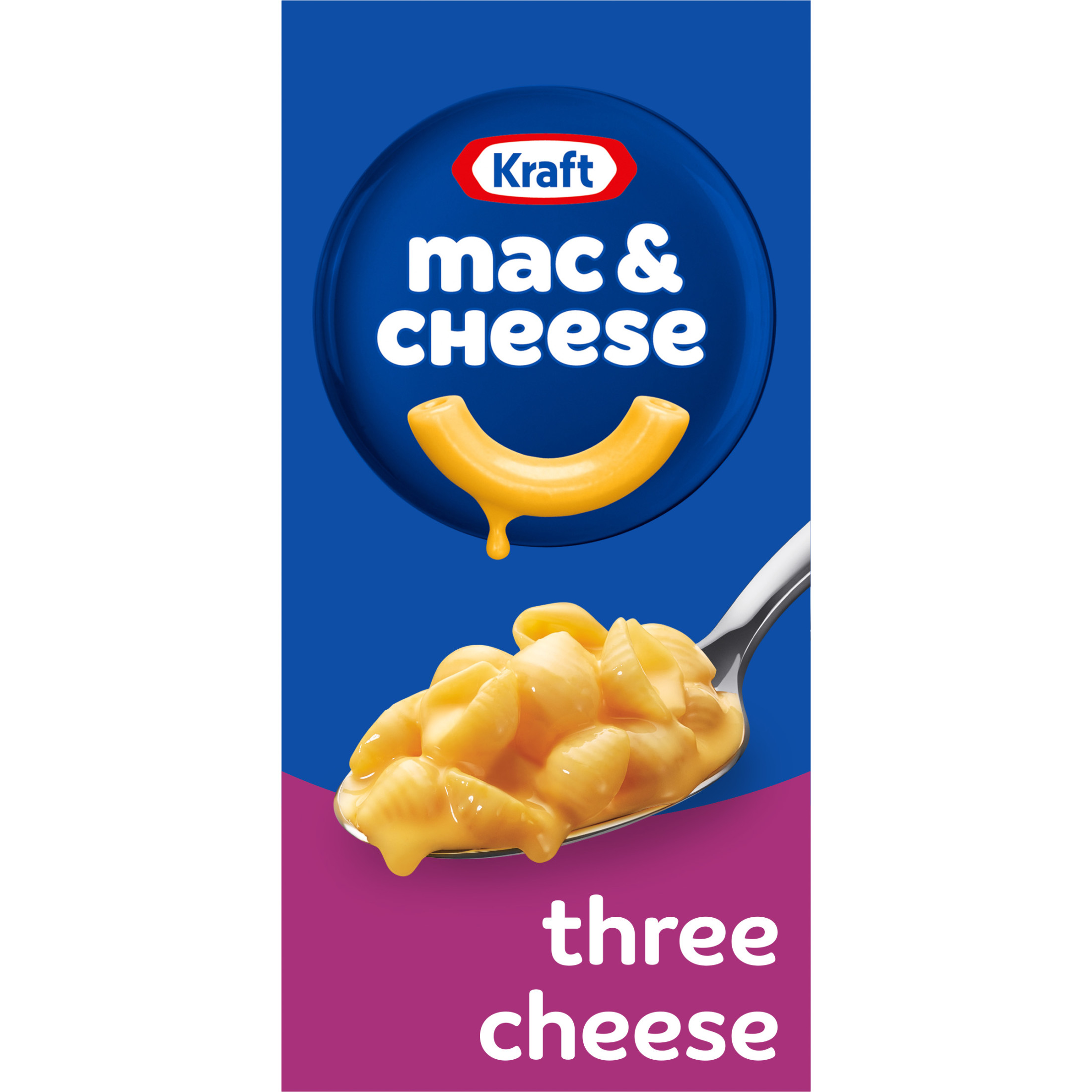 Kraft Three Cheese Mac N Cheese Macaroni and Cheese Dinner with Mini-Shell Pasta, 7.25 oz Box - image 1 of 15