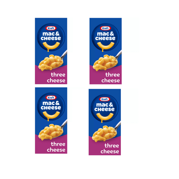 Kraft Three Cheese Macaroni & Cheese Dinner, 7.25 oz, Pack of 4
