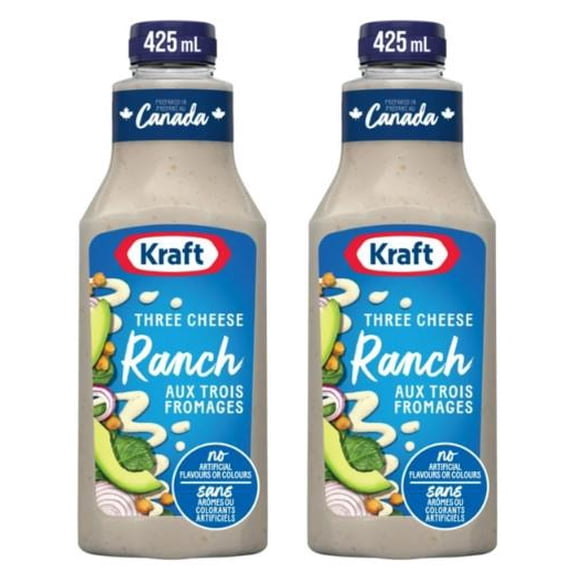 Kraft Three Cheese Ranch Salad Dressing, 425ml (2 Pack)