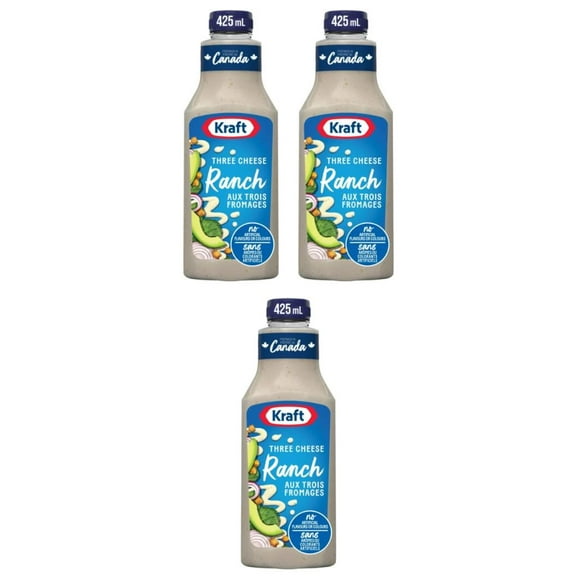 Kraft Three Cheese Ranch Salad Dressing, 425ml (3 Pack)