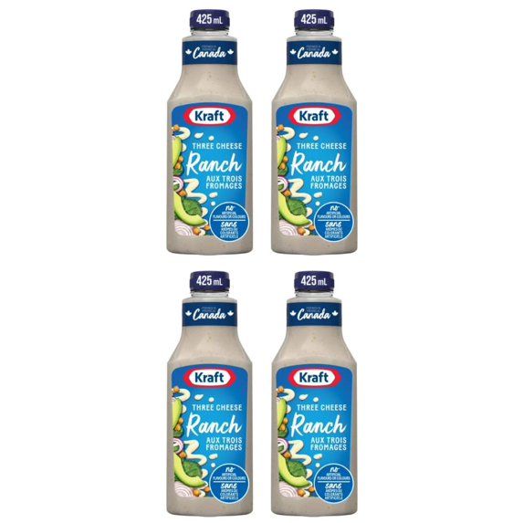 Kraft Three Cheese Ranch Salad Dressing, 425ml (4 Pack)