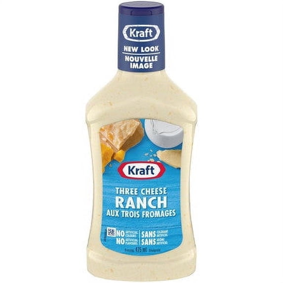 Kraft Three Cheese Ranch Salad Dressing, 475mL/16 fl. oz., Bottle, {Imported from Canada}
