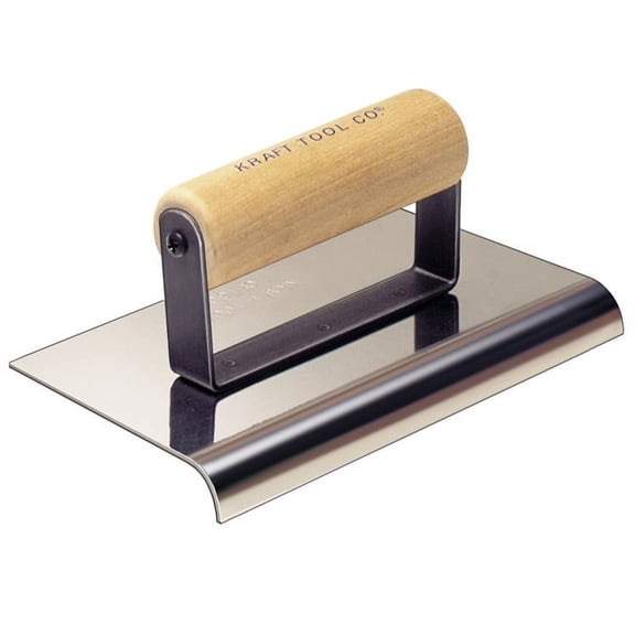 Kraft Tools CF092 6"x3" 3/8" R Stainless Steel Cement Edger with Wood Handle