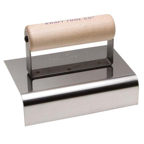 Kraft Tools CF148 6"x4" 1" R Outside Curb & Sidewalk Tool w/Wood Handle