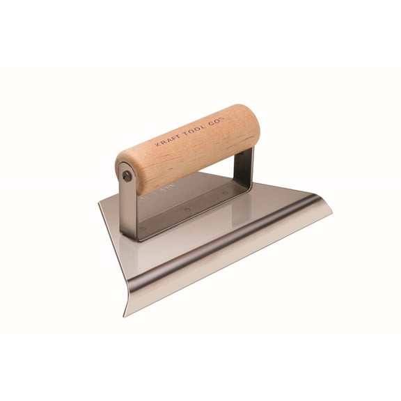 Kraft Tools CF156 1/2" R Stainless Steel Tapered Hand Edger 8" to 3"x4" w/Wood Handle
