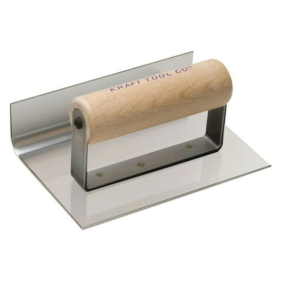 Kraft Tools CF249 6"x6" 3/4"R Inside Curb & Sidewalk Tool w/Wood Handle