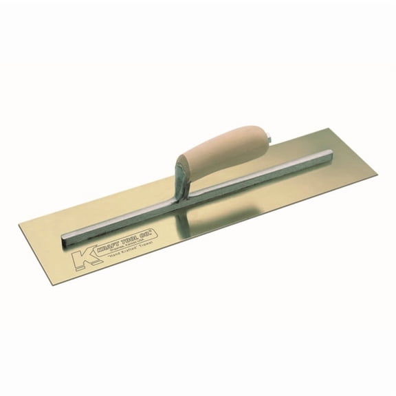 Kraft Tools CF545 16"x5" Golden Stainless Steel Cement Trowel w/Camel Back Wood Handle