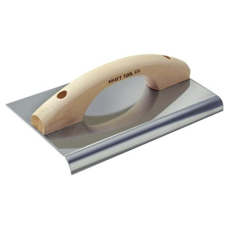 Kraft Tools CF902 10"x6" 1/2"R Stainless Steel Hand Edger with Wood Float Handle