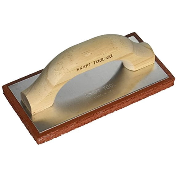 Kraft Tool PL374 Coarse Cell Red Rubber Plaster Float with Wood Handle 8 x 4 x 5 8 Inch