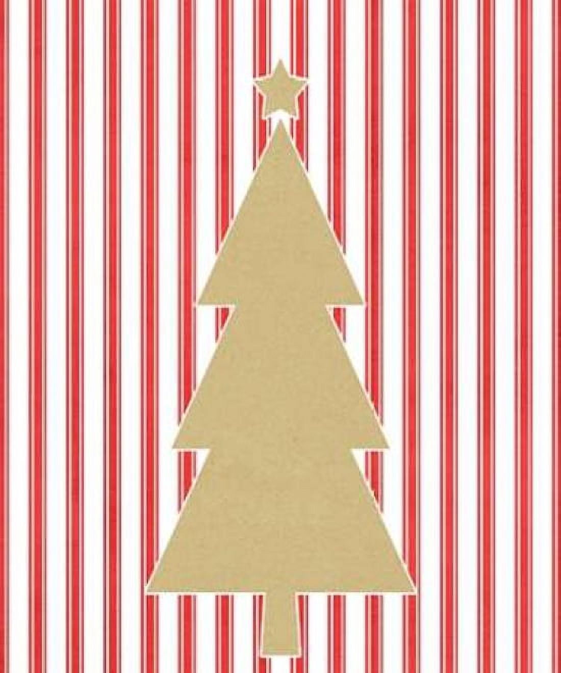 Kraft Tree on Red Stripe Canvas Art - Linda Woods (20 x 24)