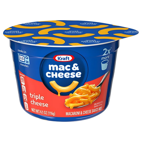 Kraft Triple Cheese Mac N Cheese Macaroni and Cheese Cups Easy Microwavable Dinner, 2.05 oz Cup