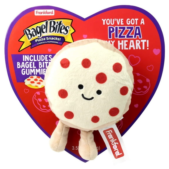 Bagel Bites Pizza Valentine's Day Heart Box with Candy Plush Toy