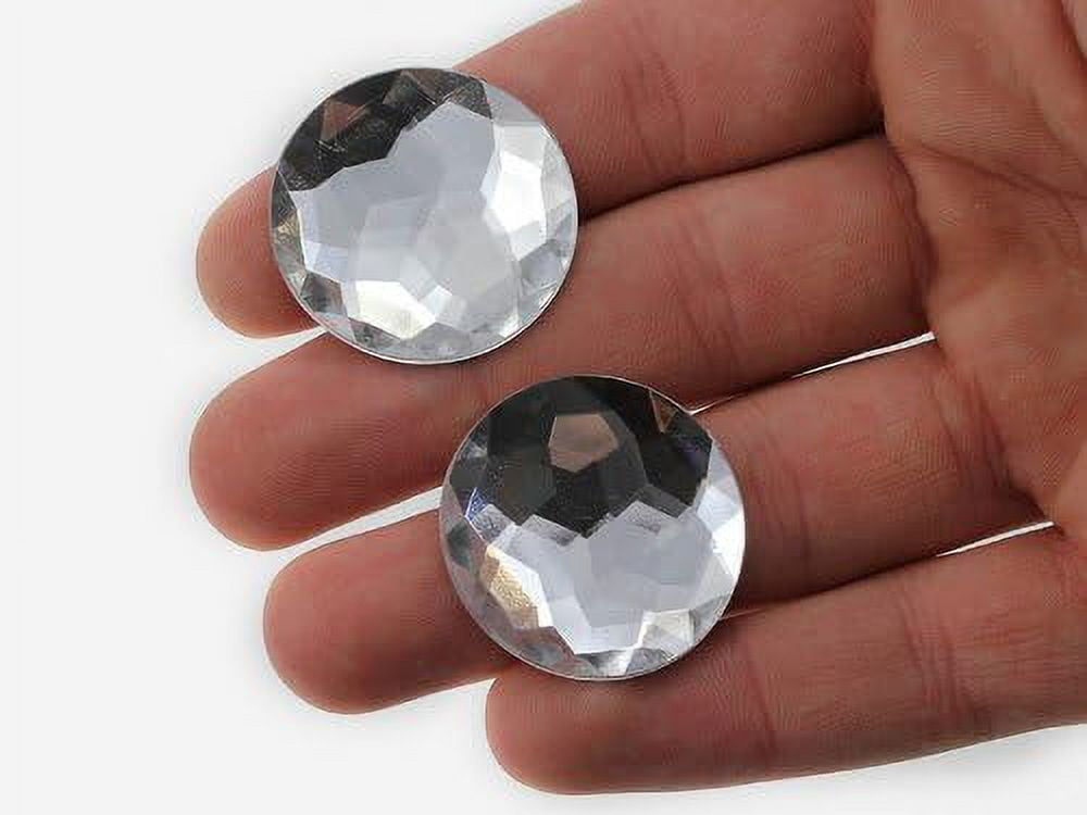 KraftGenius Allstarco 30mm Flat Back Round Acrylic Rhinestones Plastic Circle Gems for Costume Making Cosplay Jewels Pro Grade Embelishments- 12 Pieces (Crystal Clear H102)